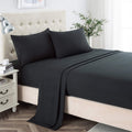 Lanest Housing Twin Sheets Sets, 2400 Thread Count Soft Deep Pocket Microfiber Sheets, 3 Pieces Black Bedding Sheets & Pillowcas