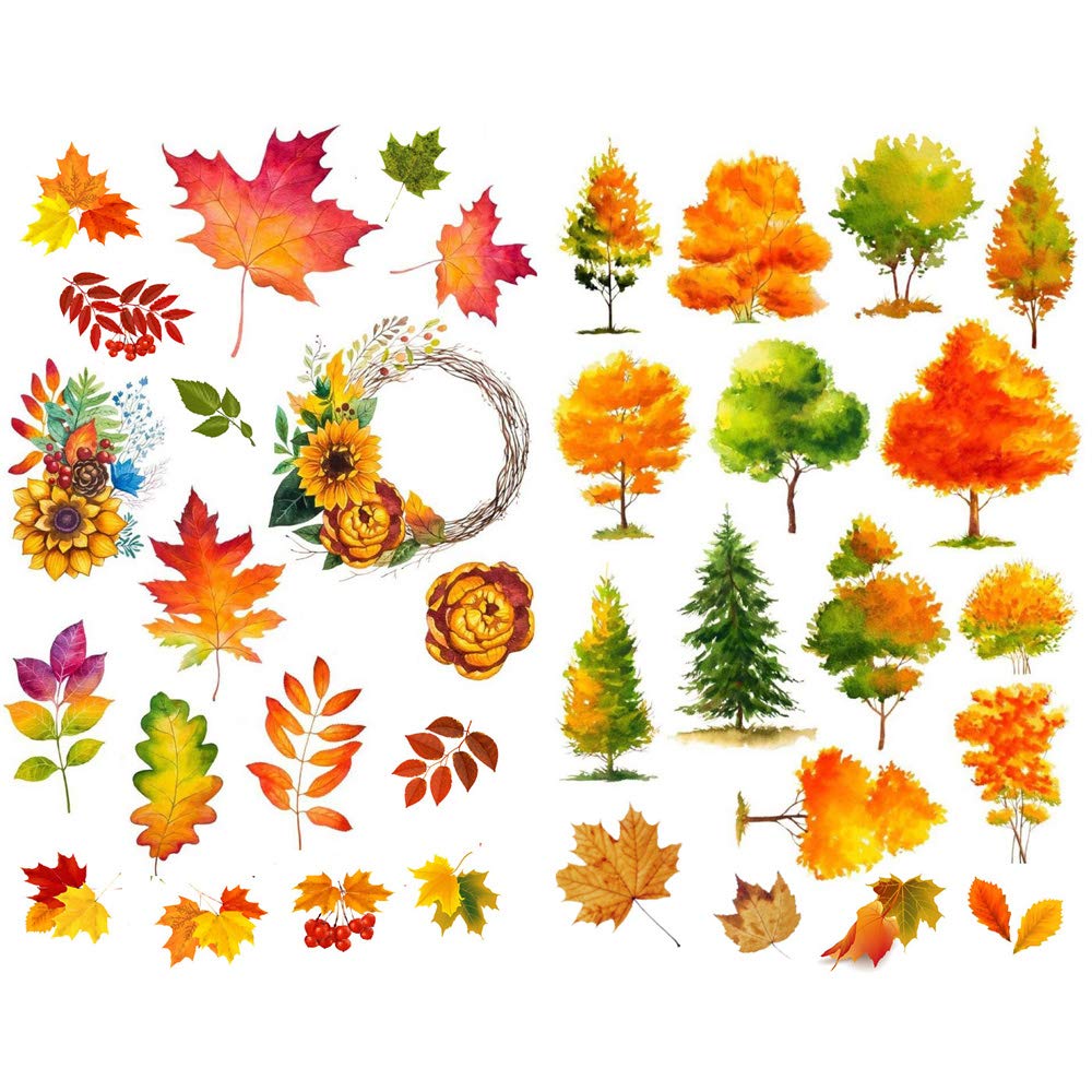 Seasonstorm Red Maple Leaves Trees Precut Anti-Uv Waterproof Decoration Album Planner Stickers Scrapbooking Diary Sticky Paper F