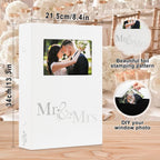 Lanpn Wedding Photo Album 4X6 300 Pocket Photos Slip In, Linen Cover Large Capacity Newlywed Marriage Window Album Hold 300 Hori
