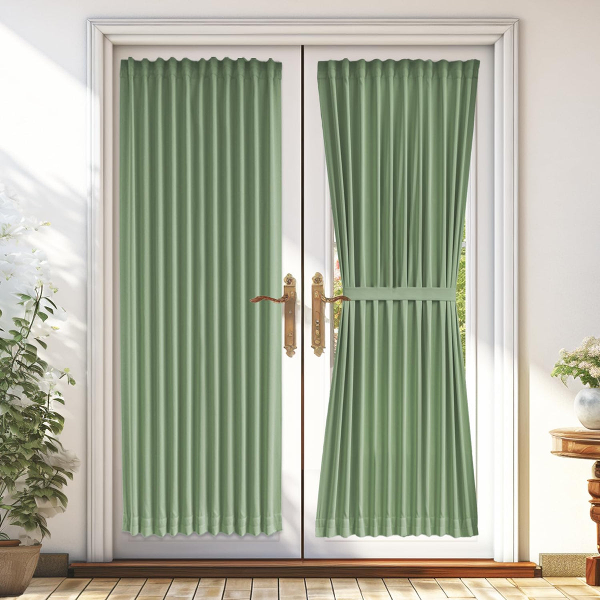 Vatge Sage Green French Door Blackout Curtains,72 Inch Long Front Door Curtains For Glass Window, 1 Panel, W54 X L72, Sage Green