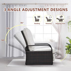 Art To Real Outdoor Recliner, Automatic Adjustable Wicker Lounge Recliner Chair With 5.12'' Thicken Cushion, All Weather Aluminum Frame, Brown Wicker + Beige Cushion