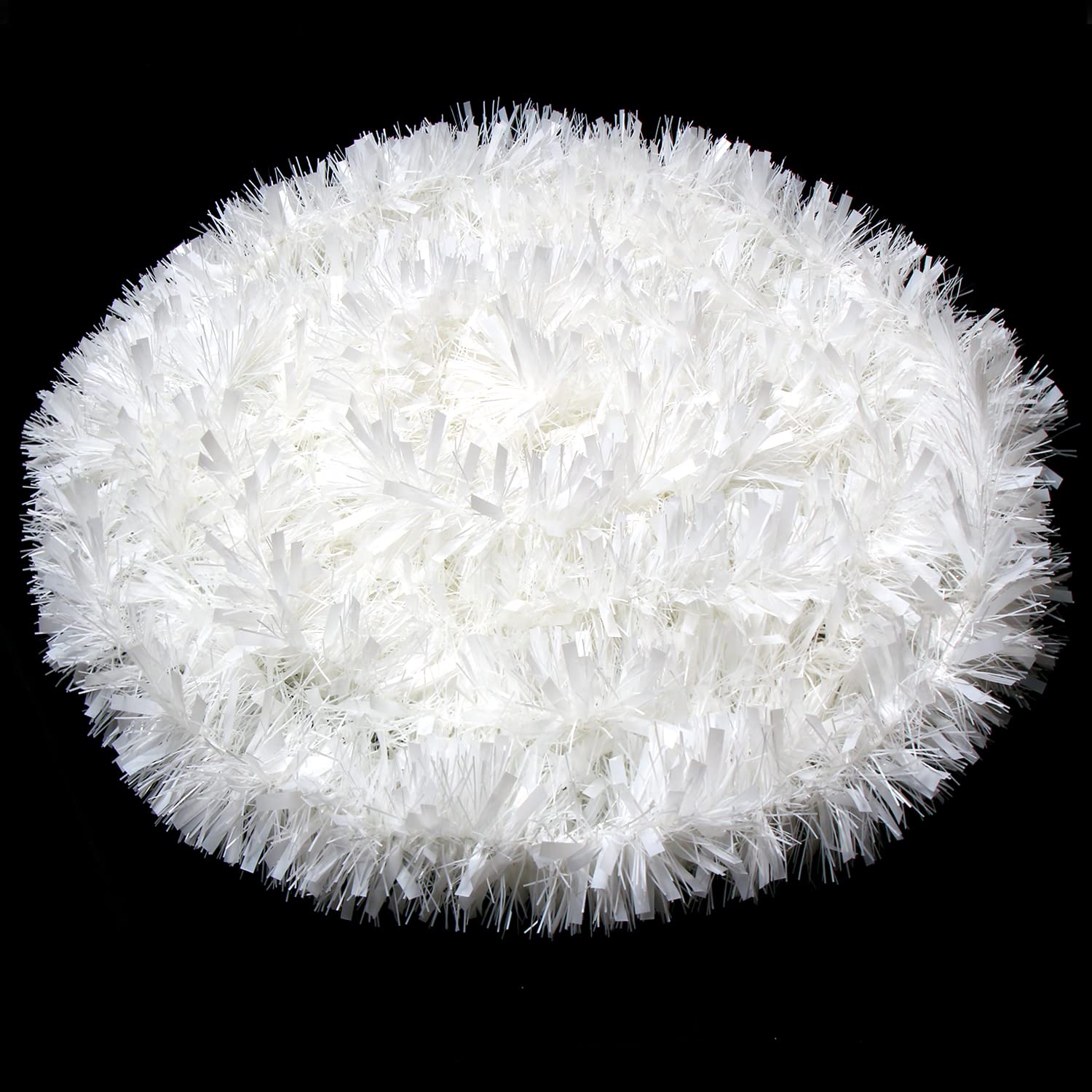 FOIMAS 33FT Christmas Tinsel Garland,White Twisted Metallic Hanging Garland for Christmas Tree Fireplace Home Decoration