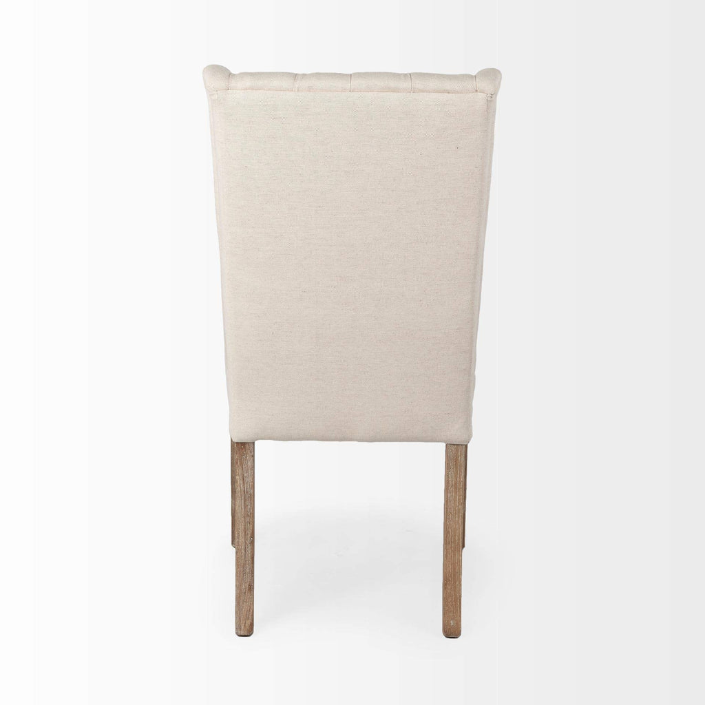 HomeRoots Cream Plush Linen Covering with Ash Solid Wood Base Dining Chair