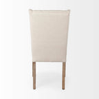 HomeRoots Cream Plush Linen Covering with Ash Solid Wood Base Dining Chair