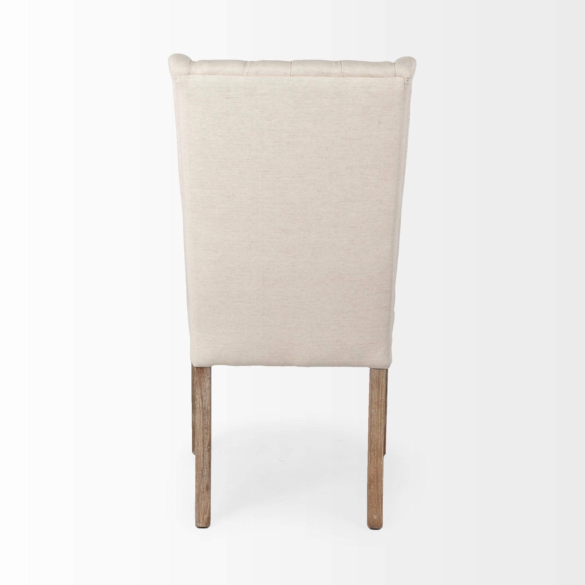 HomeRoots Cream Plush Linen Covering with Ash Solid Wood Base Dining Chair