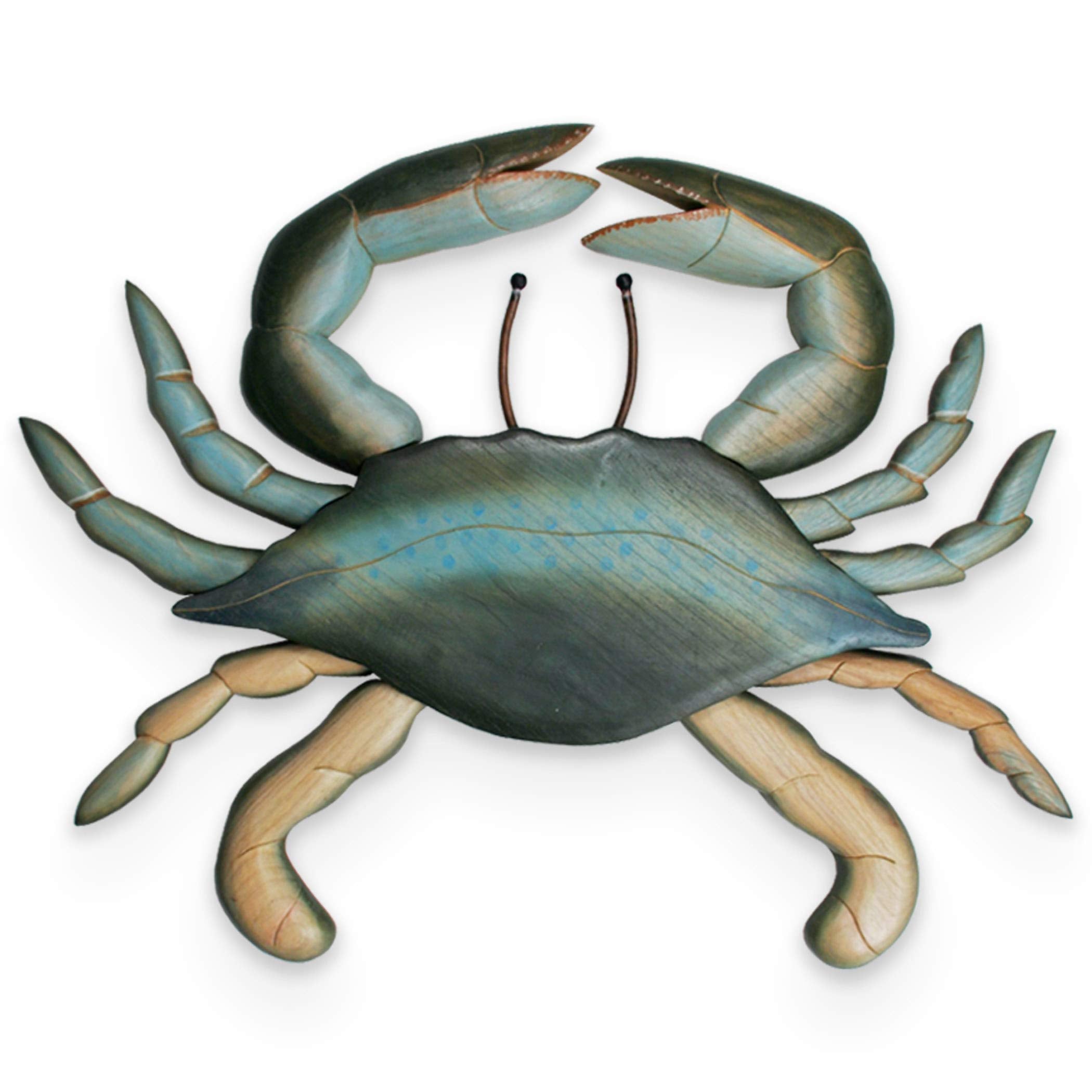 T.I. Design Hand-carved Wood Blue Crab | New England Coastal Nautical Sea Life Beach Wall D  cor