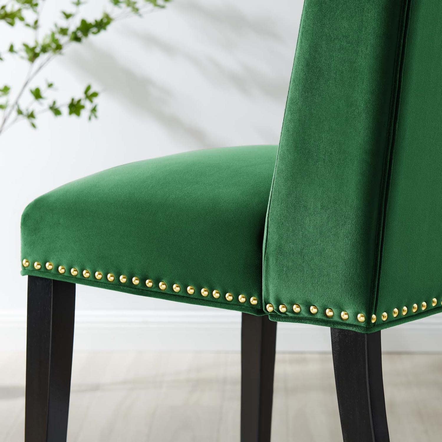 Modway Baron 19.5&Quot; Modern Velvet Dining Chairs In Emerald Green/Black (Set Of 2)