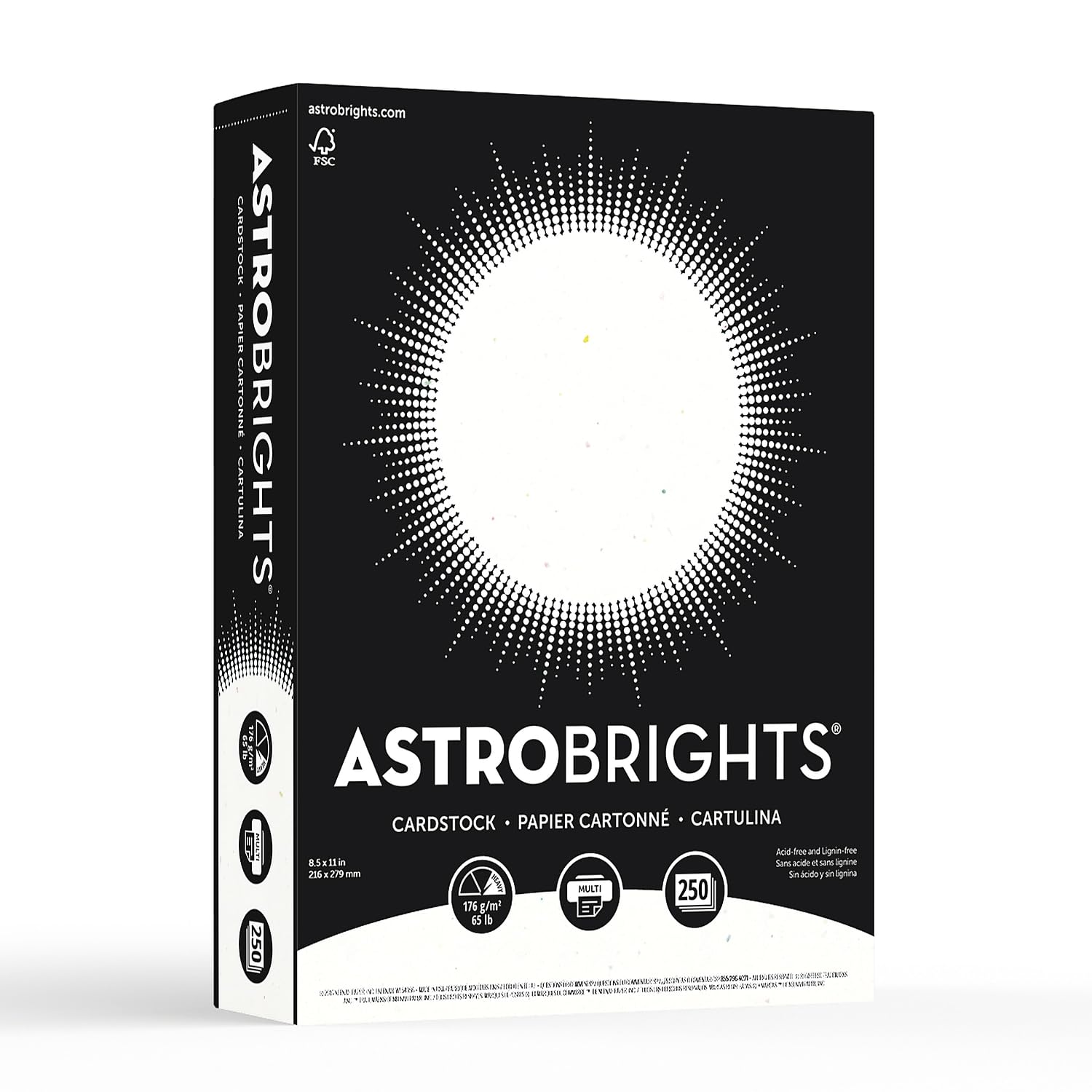 Astrobrights Colored Cardstock, 8.5' X 11', 65 Lb/176 Gsm, Stardust White, 250 Sheets (22401)