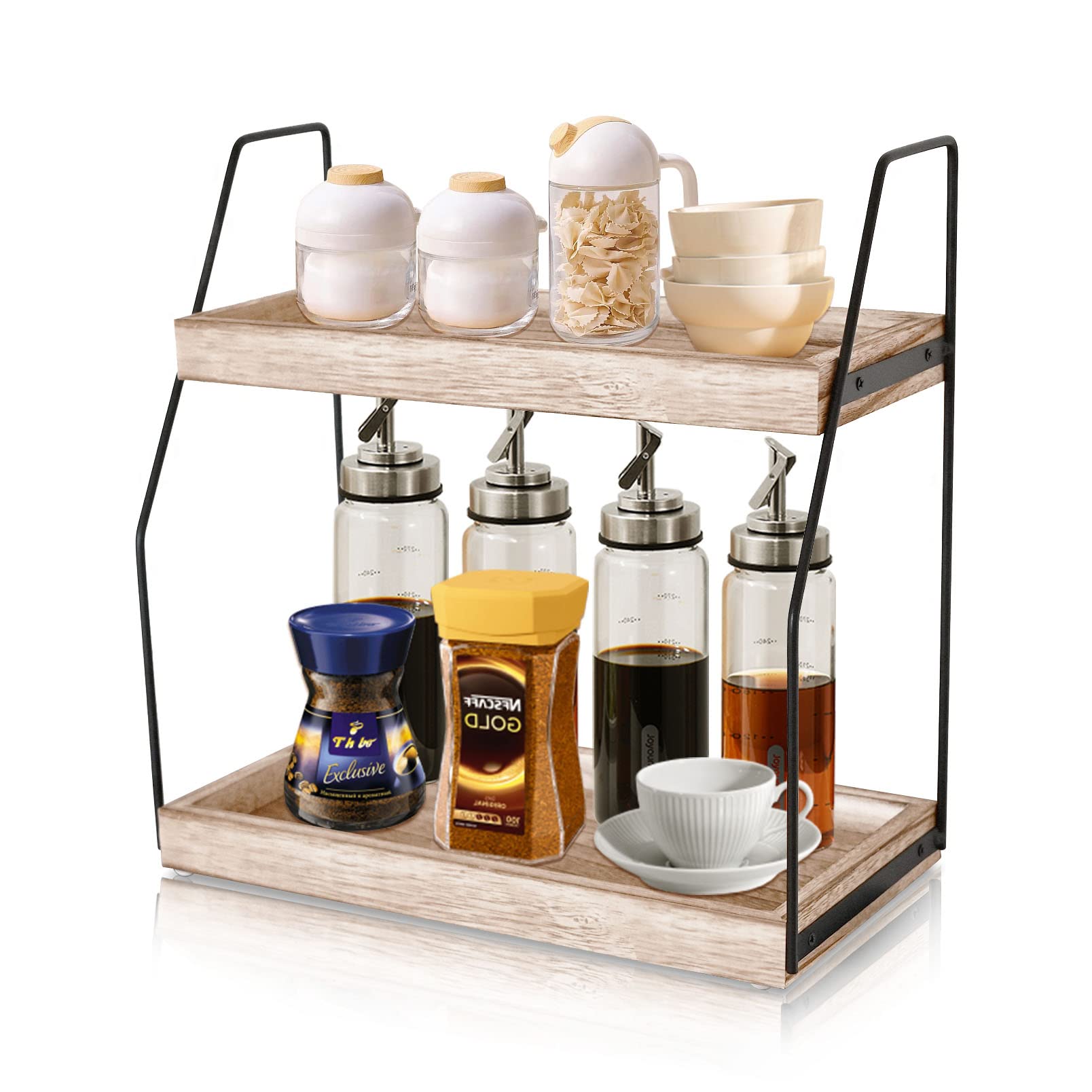 Coffee Bar Organizer, Rustic Coffee Station Organizer for Countertop, Farmhouse Coffee Bar Accessories Holder, Coffee Pod Storag