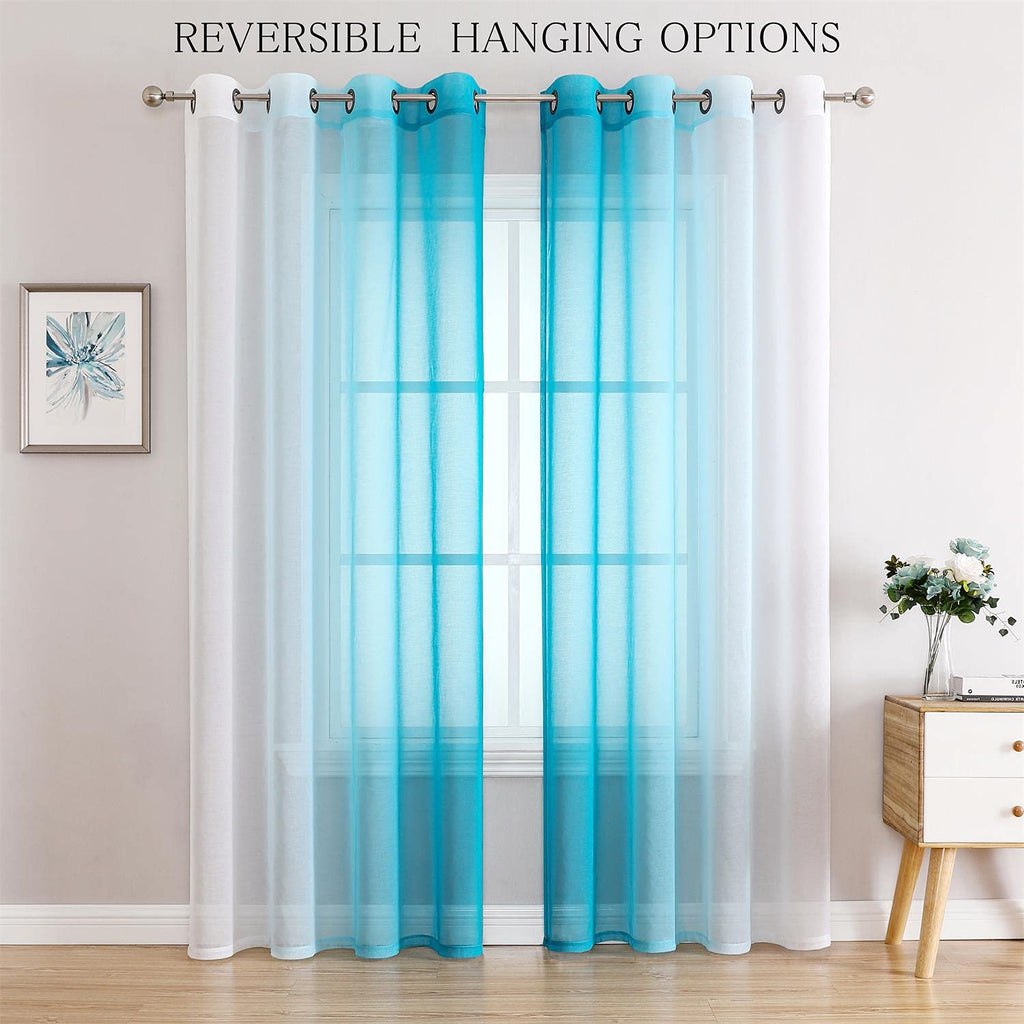 G2000 Sheer Curtains & Drapes 84 Inches Long Turquoise And White Ombre Curtains For Bedroom Living Room Window Curtains Light Fi