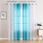 G2000 Sheer Curtains & Drapes 84 Inches Long Turquoise And White Ombre Curtains For Bedroom Living Room Window Curtains Light Fi