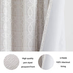 Cream And Silvery 100% Blackout Curtains 108 Inch Length 2 Panels, Jacquard Thermal Insulated Noise Reducing Grommet Drapes For