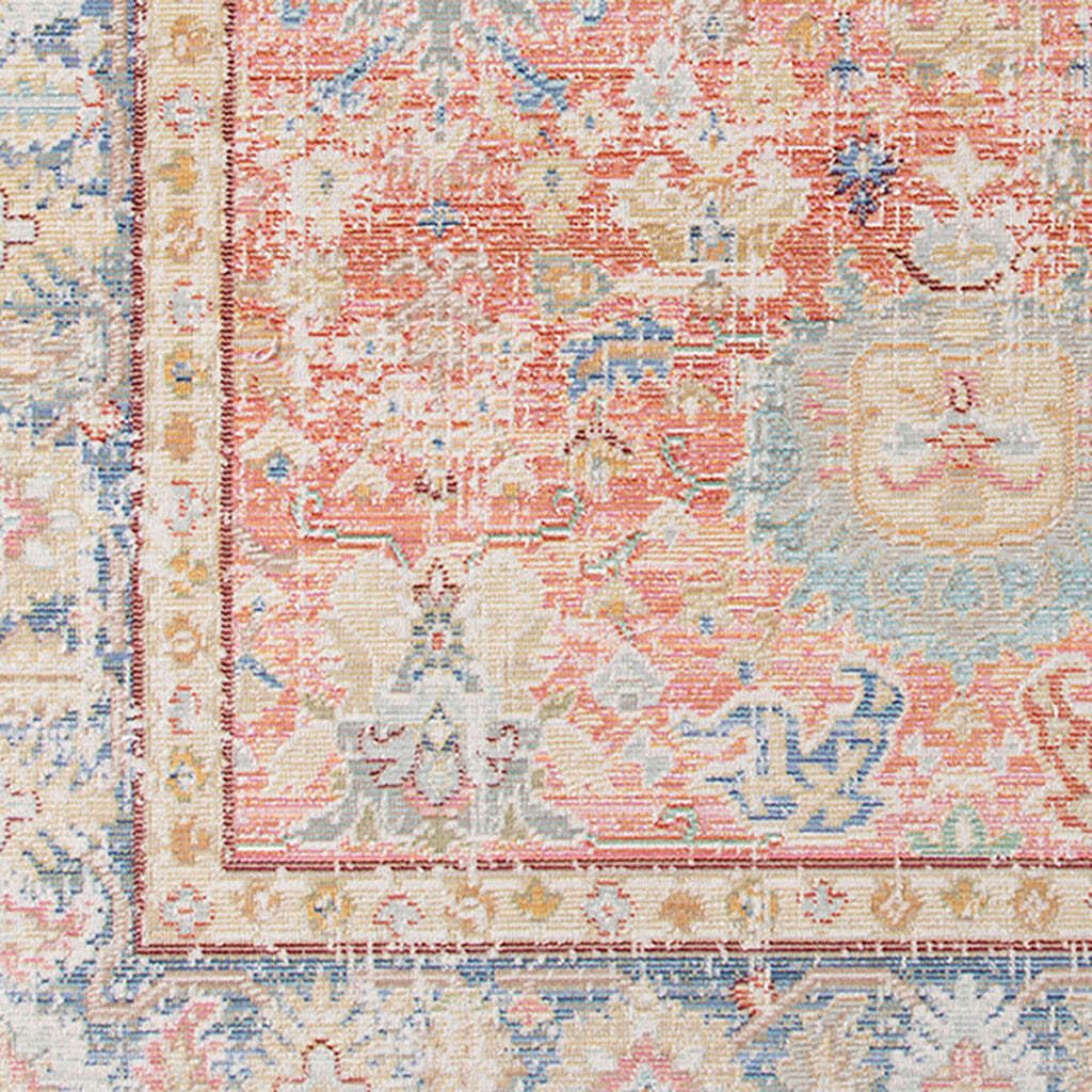 HomeRoots 532000 9 x 13 ft. Coral Floral Power Loom Rectangle Area Rug