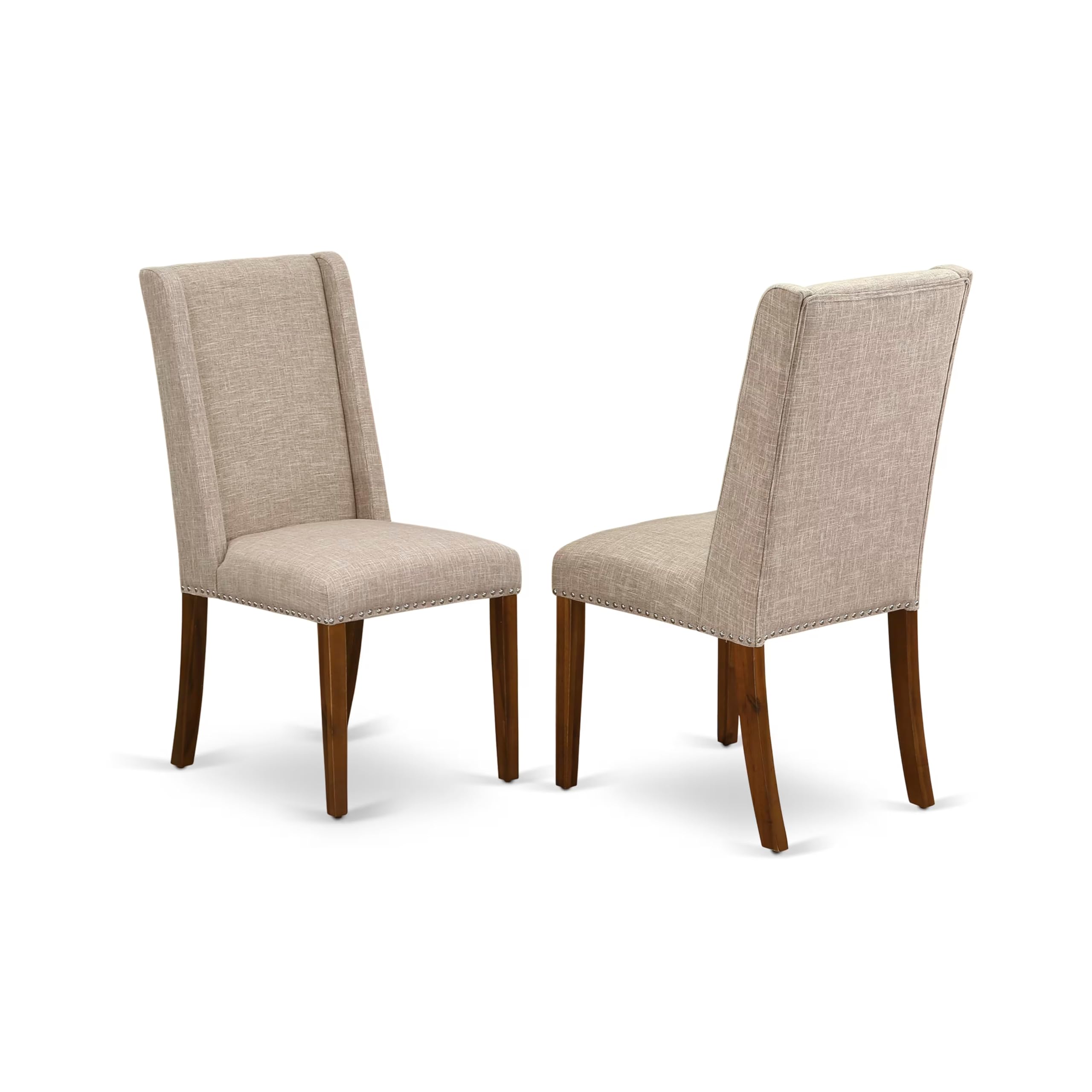 East West Furniture Cnfl7-77-16 7 Piece Kitchen Table Set Consist Of A Rectangle Rustic Wood Dining Table And 6 Dark Khaki Linen Fabric Parson Dining Chairs, 36X60 Inch, Jacobean