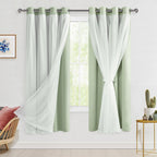 Hiasan Blackout Curtains with Sheer Overlay, Grommet Thermal Insulated Privacy Mix and Match Double Layer Window Curtains for Be