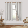 HOMEIDEAS 100% Blackout Curtains 42 X 63 Inches Length 2 Panels Ivory Linen Curtains Cream Room Darkening Curtains Thermal Insul