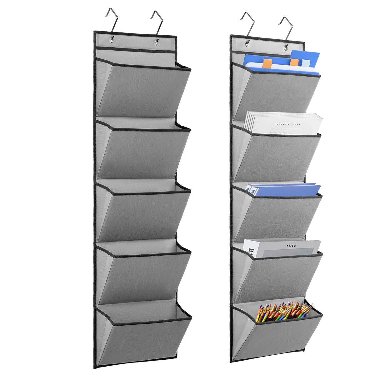 Temuorg 2 Pcs Over The Door File Organizer Back To School Hanging File Holder Classroom Office Organization For Mails Papers Mag