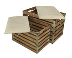 HomeRoots Gray Set of 2 Rectangular Brown Linen Fabric and Wood Slats Storage Benches
