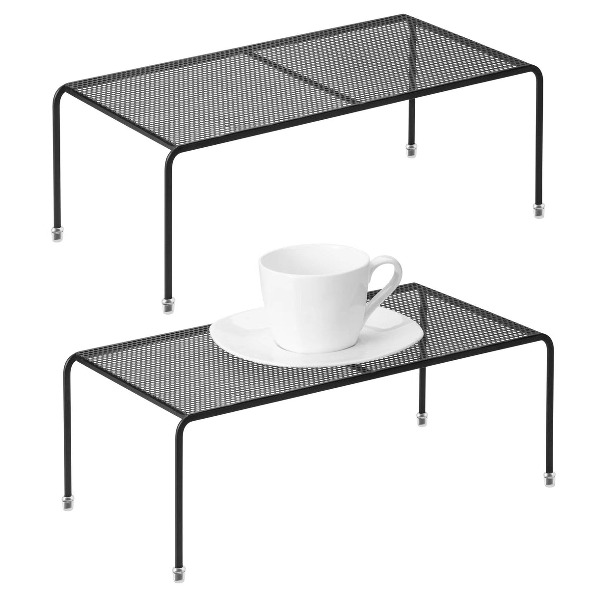 ASTOTSELL Set of 2 (13.8 x 7 Inch) Kitchen Cupboard Organiser, Freezer Cabinet Storage Shelf Wire Rack with Non-Slip Feet for Fr
