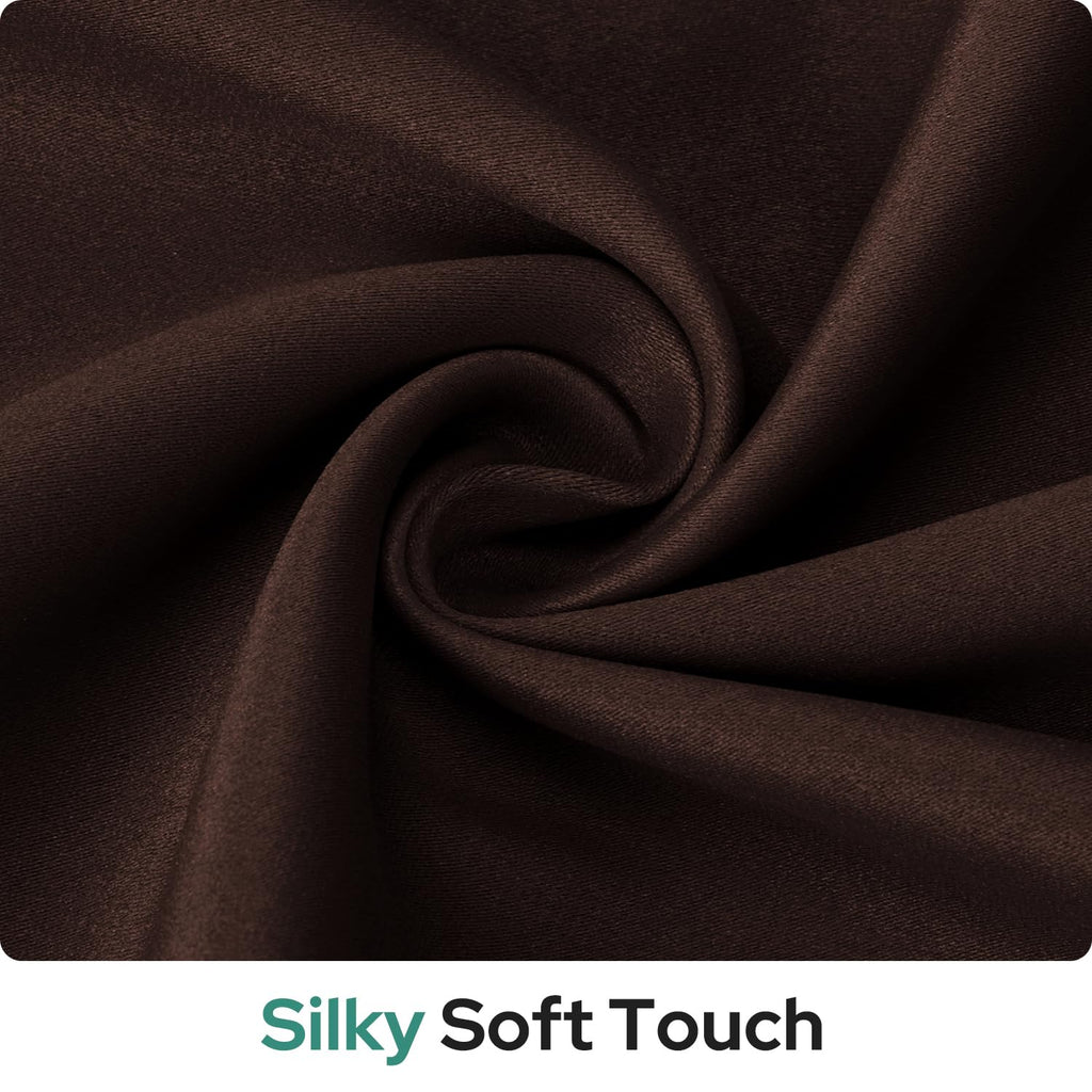 Homeideas 100% Blackout French Door Curtains, Privacy Door Curtains For Door Window, 30 X 68 Inch Room Darkening Curtains, Thermal Insulated Door Window Shades For Bedroom, (1 Panel, Brown)