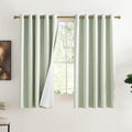 NICETOWN Sage Green Kitchen Linen Completely Shaded Draperies, 2 Pieces, W62 x L63, Privacy Protection & Noise Reducing Ring Top