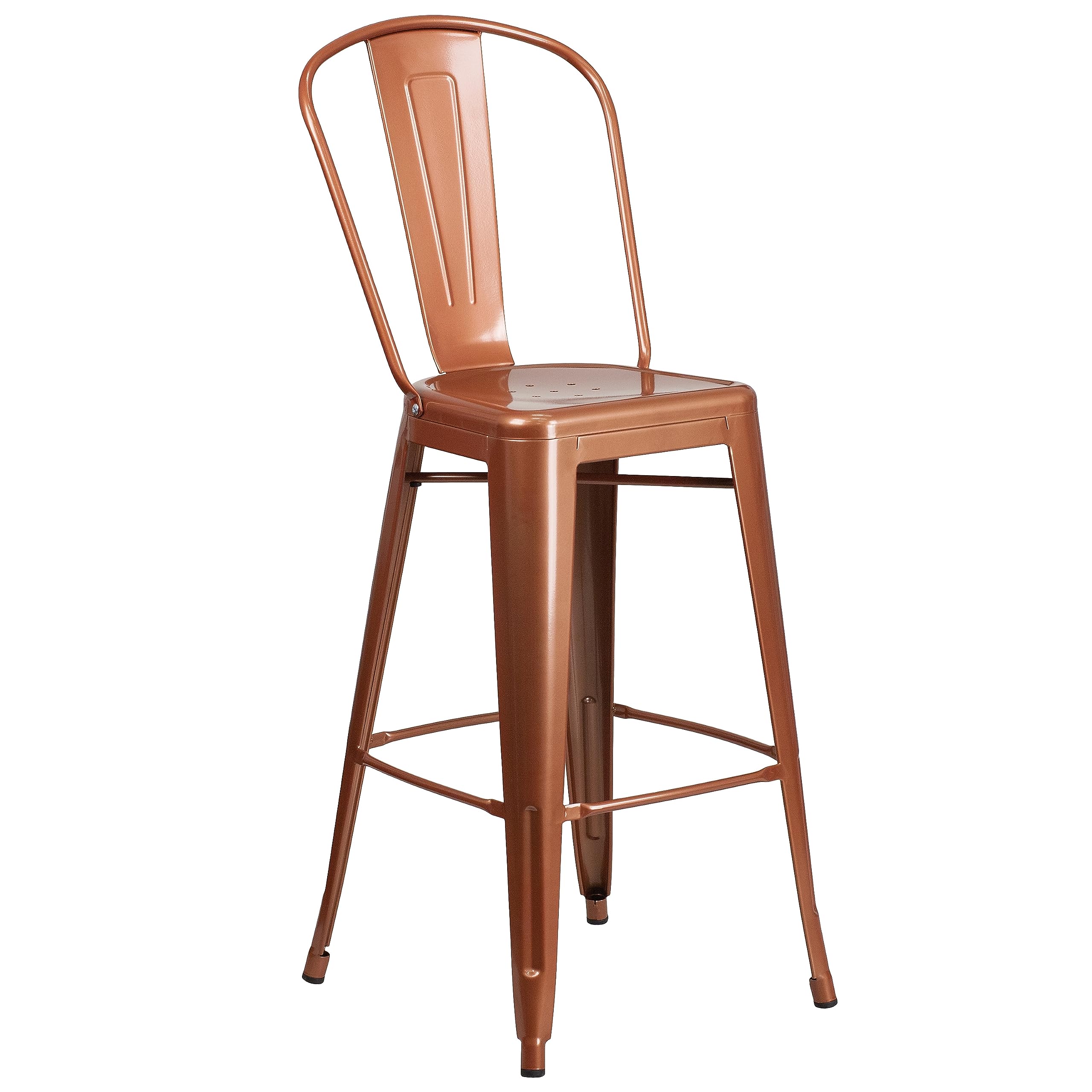 Flash Furniture Commercial Grade 30 High Copper Metal Indoor-Outdoor Barstool with Back