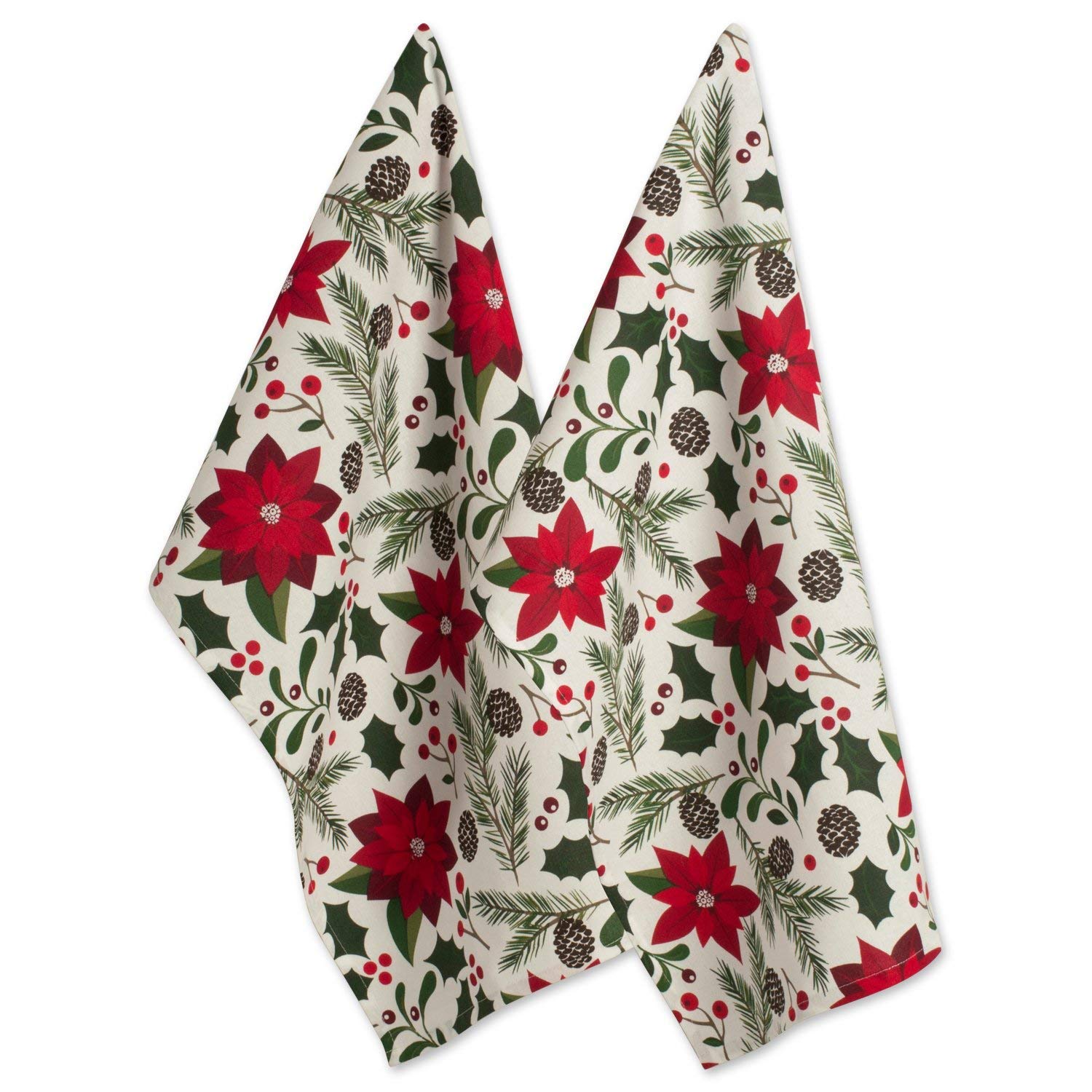 DII Christmas Kitchen Towel Set  Floral Tea Towels for Baking  Cleaning  Entertainment & Cooking  18x28  Woodland Holiday  2 Piece