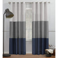 Exclusive Home Chateau Striped Faux Silk Grommet Top Curtain Panel Pair, 54'X96', Navy/Grey