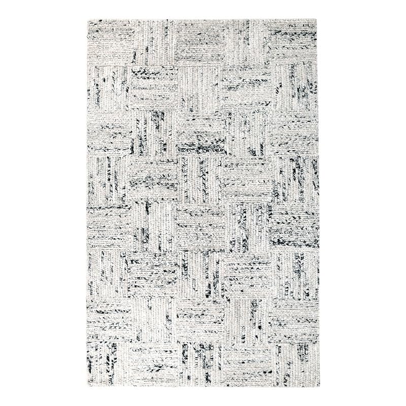 Kosas Home Sosa 96 x 120 Abstract Geometric Wool Area Rug in Ivory/Black