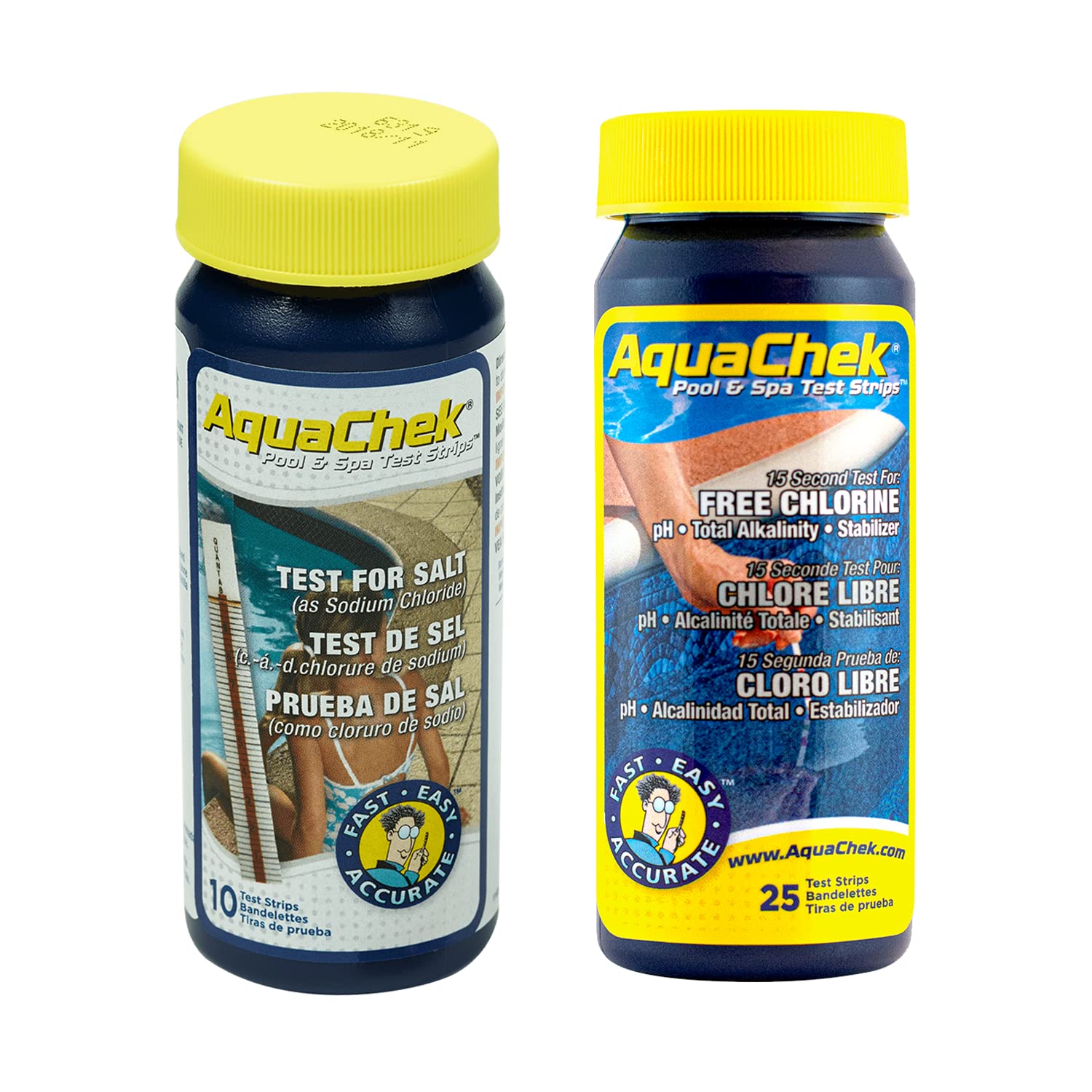 Aquachek Salt System Test Kit - For Pools And Spas - Salt Water Pool Test Strips For Sodium Chloride - Test Kit Includes Yellow