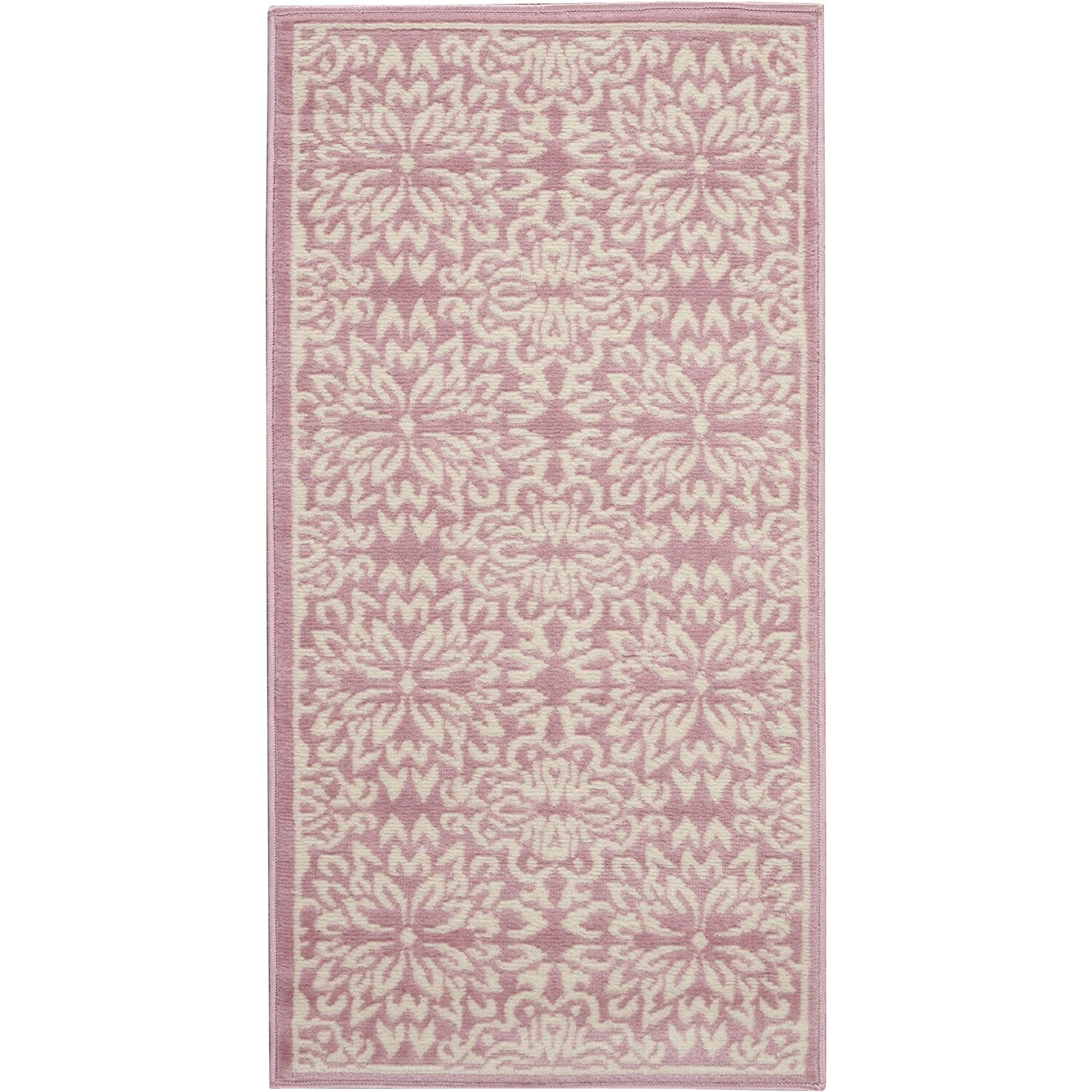 Nourison Jubilant Floral Ivory/Pink 2 x 4 Area-Rug, Easy-Cleaning, Non Shedding, Bed Room, Living Room, Dining Room, Kitchen (