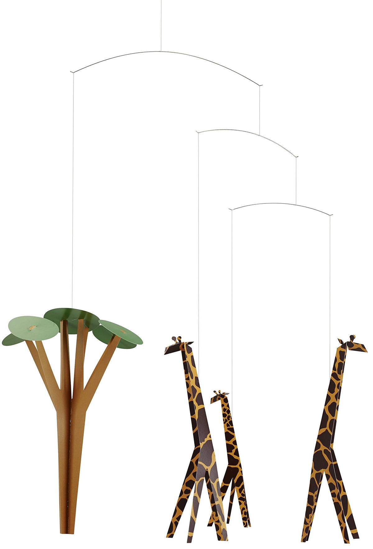 Giraffes On The Savannah Hanging Nursery Mobile - 24 Inches - High Quality - Handmade in Denmark by Flensted