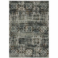 HomeRoots 508908 8 x 11 ft. Ivory Charcoal Gray Blue Rust Gold & Brown Oriental Power Loom Stain Resistant Rectangle Area Rug