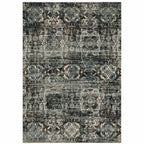 HomeRoots 508908 8 x 11 ft. Ivory Charcoal Gray Blue Rust Gold & Brown Oriental Power Loom Stain Resistant Rectangle Area Rug