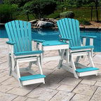 American Furniture Classics Balcony Height Table Double Glider, Aruba Blue on White