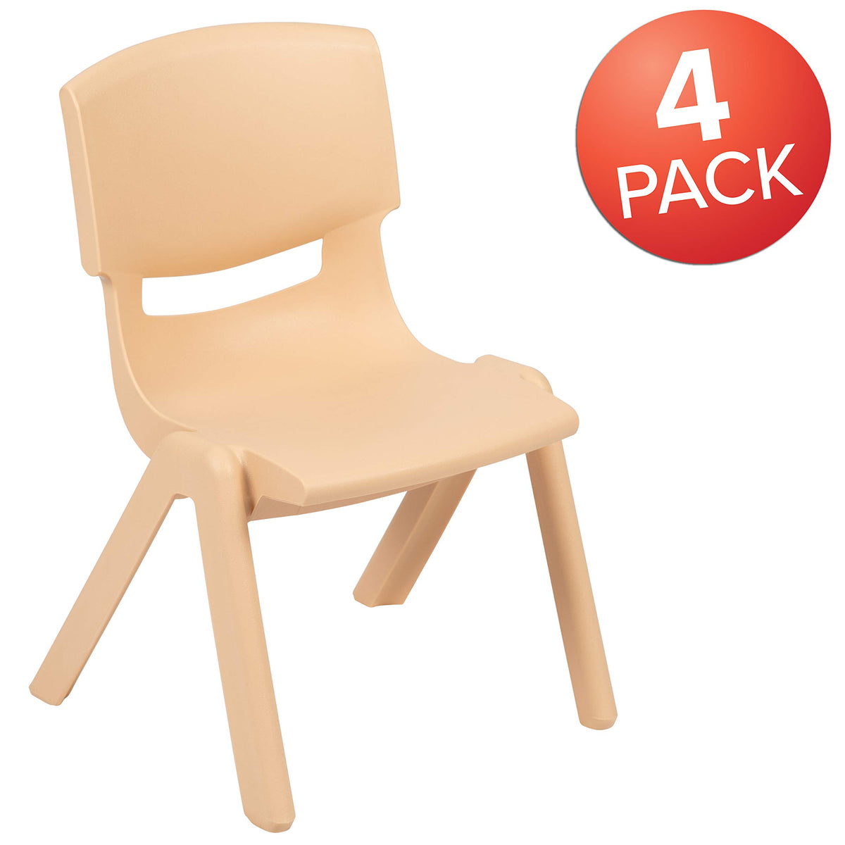 Flash Furniture 4 Pack Natural Plastic Stackable School Chair with 12'' Seat Height