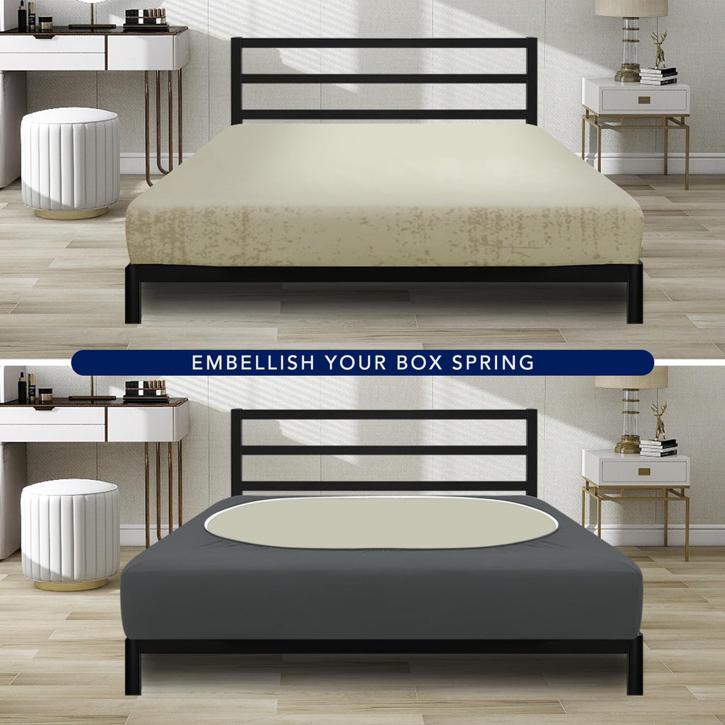 Purefit Stretchy Box Spring Cover Queen - Elastic Fitted Box Spring Wrap Around 4 Sides, Wrinkle & Fading Resistant Fits Queen Size Beds, Dark Gray