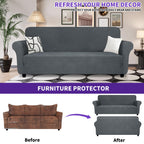 Znsayotx Super Stretch Couch Cover (71'-91'), New Striped Sofa Covers Fitted Slipcovers With Elastic Bottom, Dog Cat Pets Proof Spandex Fabric Comfortable & Durable (Dark Grey, Sofa)