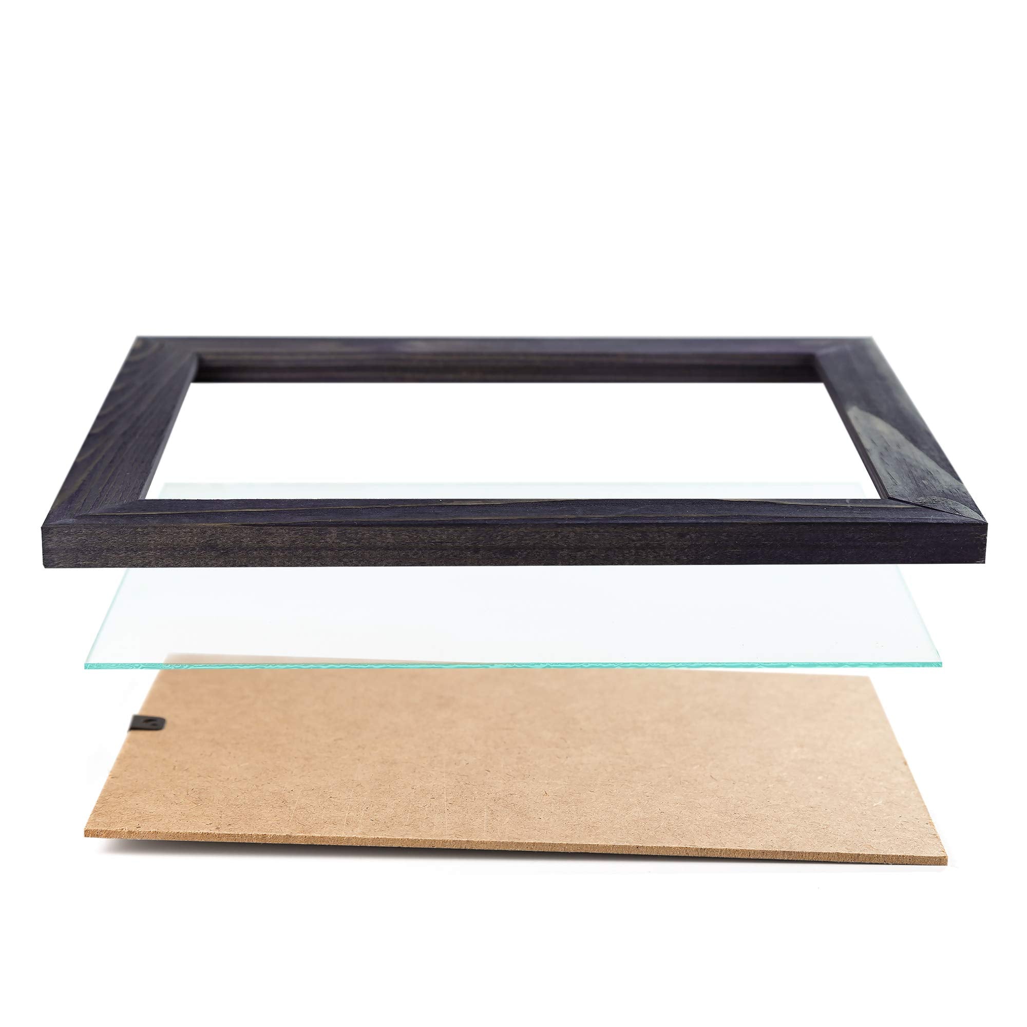 Rustic Wooden Picture Frames 8X10 - Old Dark Grey - Set Of 2-100% Natural Eco Solid Wood And High Definition Real Glass For Wall