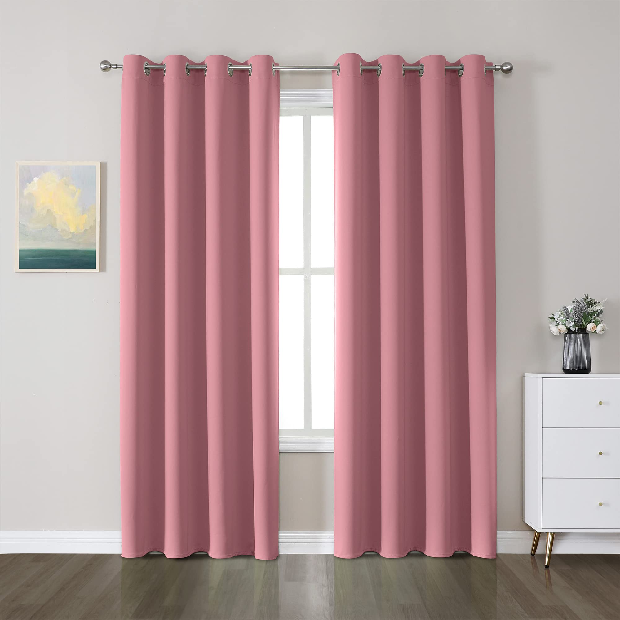 Cucraf Pink Blackout Curtains 84 Inch Length 2 Panels Set, Room Darkening Curtains & Drapes For Living Room Bedroom, Thermal Ins