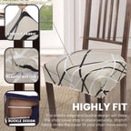 Searchi Stretch Dining Chair Seat Covers Set Of 4, Soft Removable Washable Seat Covers For Dining Chairs, Dining Room Seat Cover Slipcover Protector (Rear-Covered, Beige Stripe)