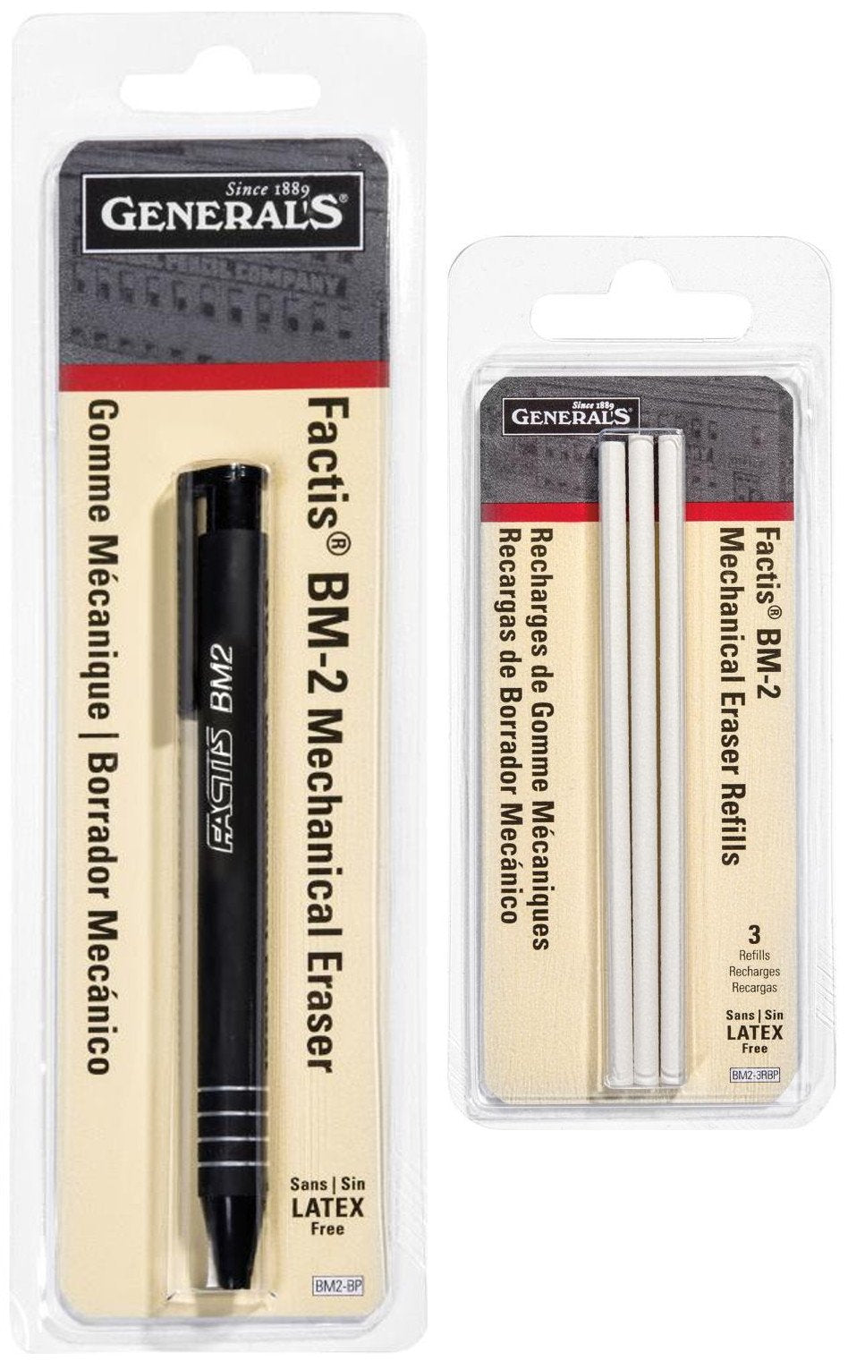 General Pencil - Pencil-Eraser + Refills Bundle - Gpbm2-Bp Factis Pen Style Eraser Plus Gpbm2-3Rbp Factis Pen Style Eraser Refil
