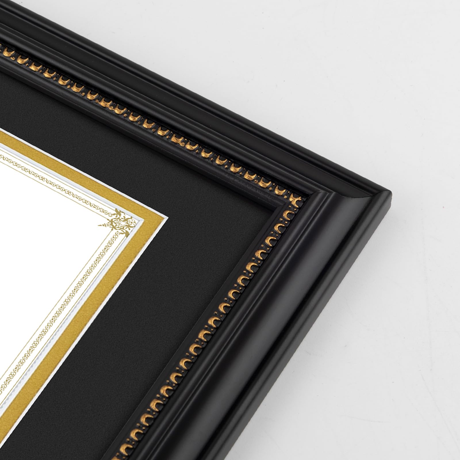 Golden State Art, 8.5X11 Diploma Frame, Solid Wood Black With Gold Trim Certificate Frame, 8.5X11 Inch Or 11X14 Diploma Without