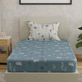 Huesland By Ahmedabad Cotton 144 Tc Bedsheet For Single Bed With 1 Pillow Cover | Blue, White
