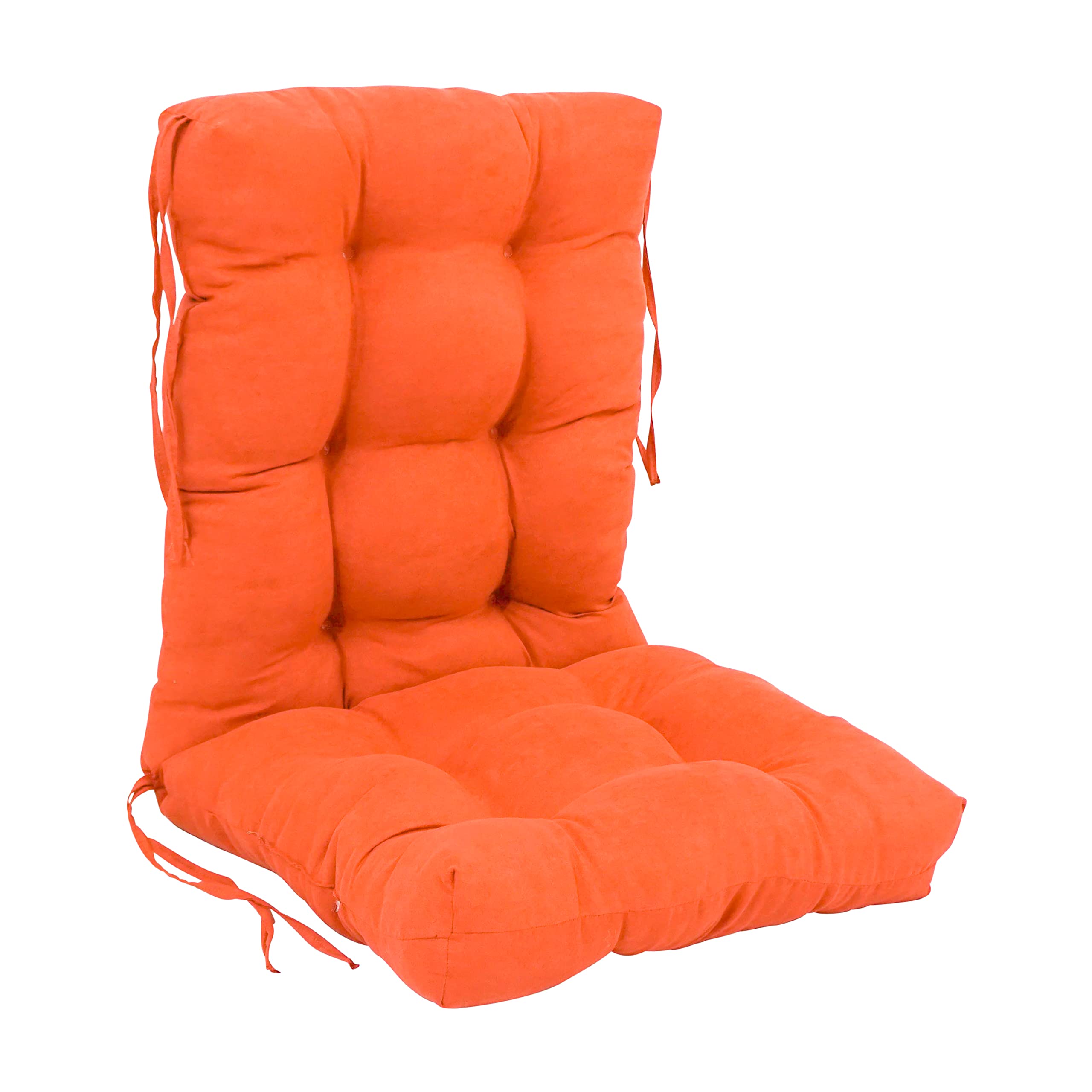 Blazing Needles 18 38-inch Microsuede Seat/Back Tufted Chair Cushion, 18 x 38, Tangerine Dream
