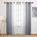 Dwcn Grey Ombre Faux Linen Sheer Curtains - Extra Long Gradient Semi Voile Light Filtering Grommet Top Bedroom And Living Room C