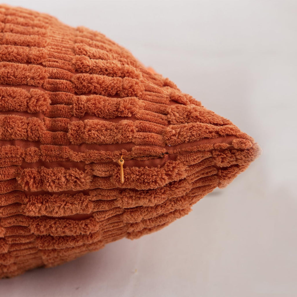 Herayli Corduroy Decorative Throw Pillow Covers, Boho Stripe Soft Square Cushion Case Home Decor For Living Room Couch Bed Sofa,