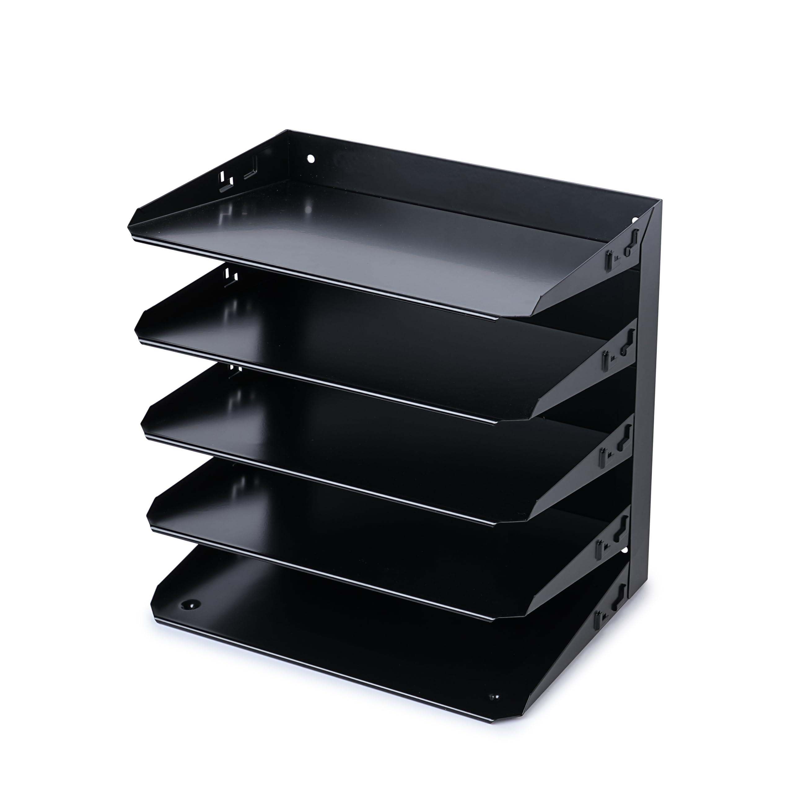 Huron Desktop Horizontal 5-Slot File Organizer, Black Commercial Grade Steel