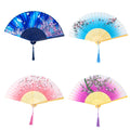 AUEAR, 4Pcs Folding Fans Bamboo Handheld with Mist Mini Portable Small Hand Rave Paper Chinese Art Decorations