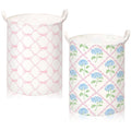 CroBlissful Blue Hydrangea Laundry Basket Bow Coquette Storage Basket for Girls Nursery Hamper with Handles Foldable Waterproof 